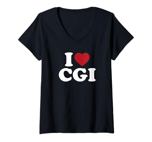 Womens I Love CGI Funny Computer Generated Imagery V-Neck T-Shirt