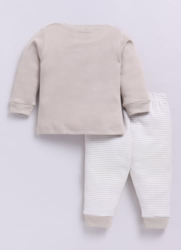 Image of Smart Baby Boy's Cotton Long Sleeve T-Shirt & Pyjama Set | Soft Interlock Fabric | Fun Animal Print | 0-18 Months