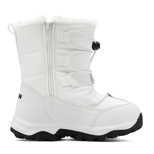 UBFEN Kids Snow Boots for Boys Girls Waterproof Warm Winter Outdoor Activities Shoes Slip Resistant Zipper Closure (Toddler/Little Kid/Big Kid) White Color Size US 11 Little Kid by UBFEN - Image 5