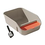 Bothyi Cat Litter Box for Indoor Cats with Scooper Large with Scatter Shield Bedpan High Sided Open Top for Small and Medium Animals, Gray