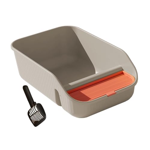Bothyi Cat Litter Box for Indoor Cats with Scooper Large with Scatter Shield Bedpan High Sided Open Top for Small and Medium Animals, Gray