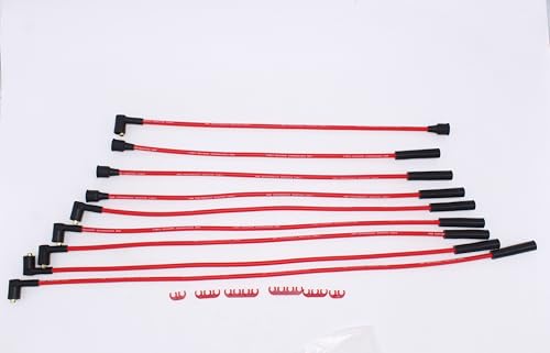 TAKPART 1 Set 8mm HT Leads Ignition Wires Cables Red Compatible for Rover V8 Double Silicon leads