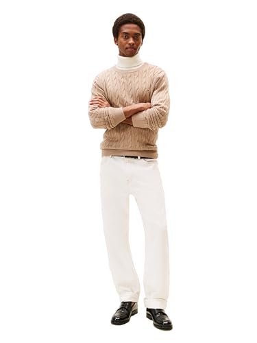 Image of Tommy Hilfiger Men's Cable Knit Crewneck Sweater Lightweight Pullover