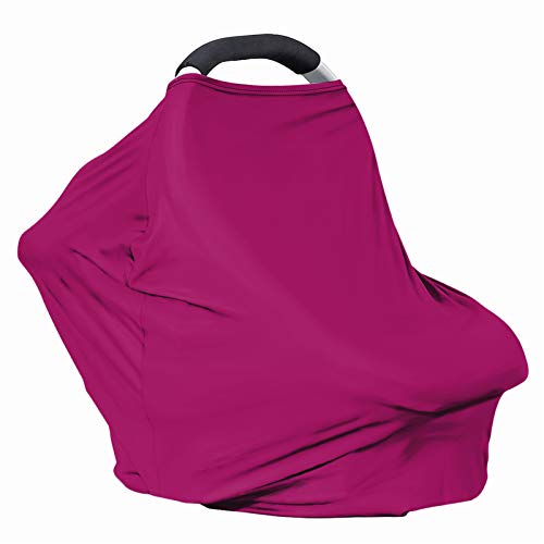 Image of Solid Color Car Seat Nursing Breastfeeding Cover, Multi Use Cover Cozy Carseat Canopy Cover, Infant Babies Stroller Cover,Ultra Soft Stretchy Nurse Gifts Deep Red Breastfeeding Cover