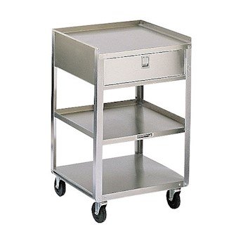 Cole-Parmer Stainless Steel Equipment Cart with Drawers; 18-3/8 (in) x 16-5/8 (in), 3 Shelves, 400 lb Capacity