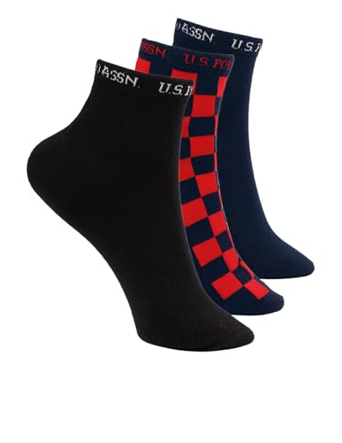 Image of U.S. POLO ASSN. Men's ES008 Cotton Stretch Ankle Length Socks - Pack Of 3