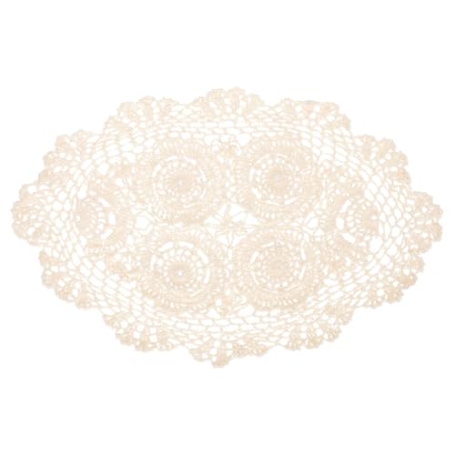 OSALADI Mantel de Ganchillo Hecho a Mano Ovalado Mantel Decorativo Retro para Mesa Tapete de Ganchillo Tejido Protector de Mesa para Salón Diseño Hueco Artesanal 1 Unidad