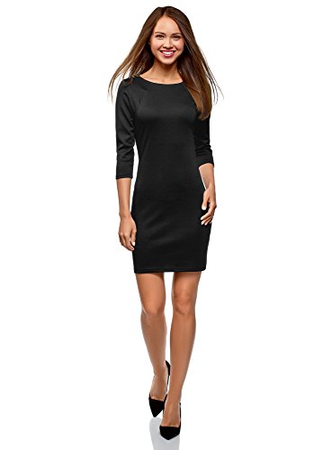 oodji Ultra Femme Robe Moulante avec Fermeture Éclair, Noir, FR 38 / S