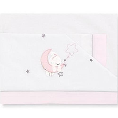 Pirulos 00313114 - Sábanas, diseño luna, 60 x 120 cm, color blanco y rosa