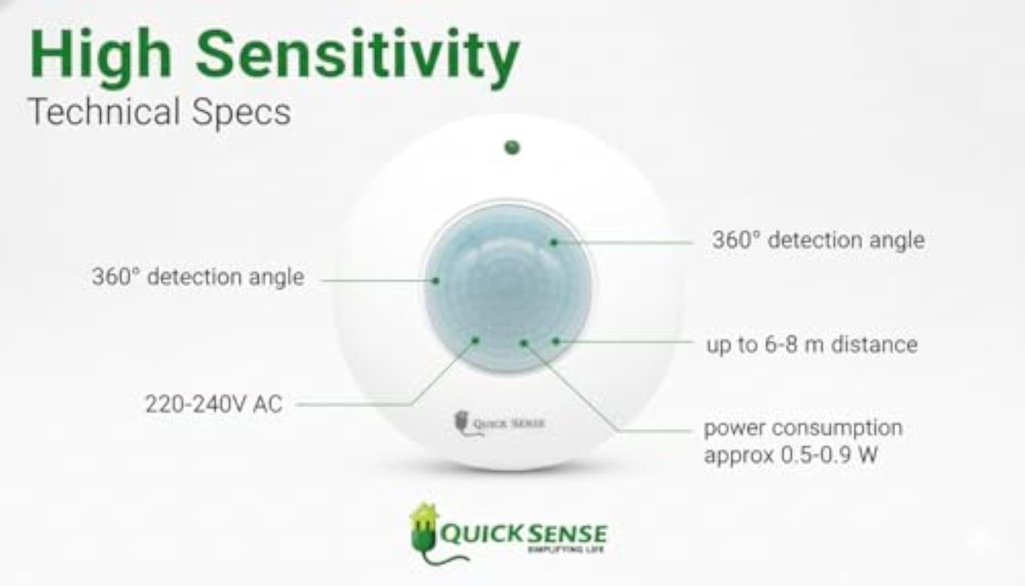 QS-07 Ceiling PIR Motion Sensor Switch 360 Detection