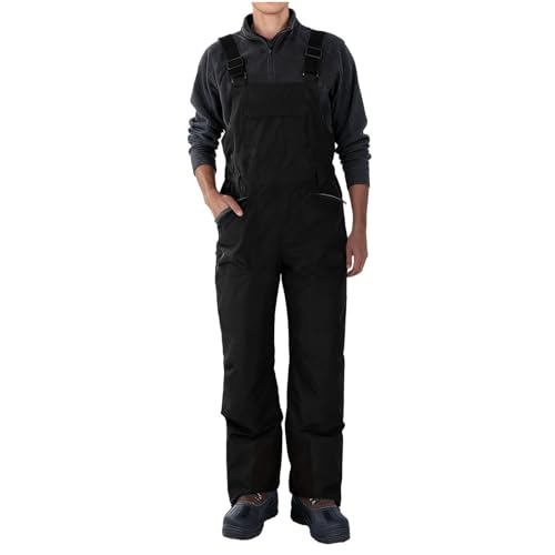 Men's Waterproof Snow Bib Overalls for Ski & Snowboard Black