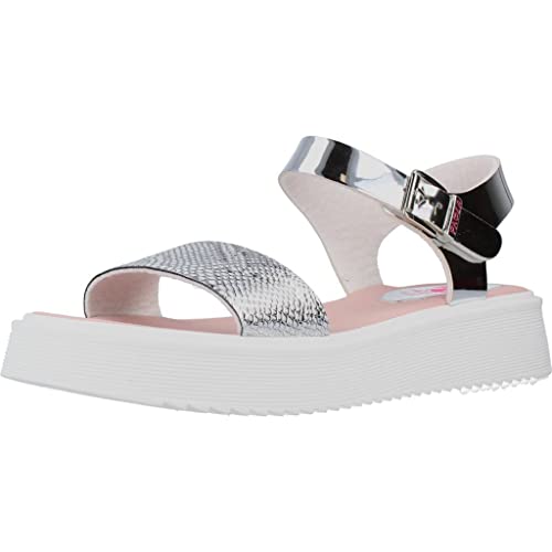 Sandale Pablosky Fille 867250 en cuir blanc et argenté pour enfant