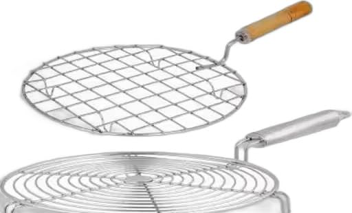 Barbeque Jali Roaster Chapati Toast Grill Wooden Handle Round & Steel Roaster-(Pack of 2)-picture-14