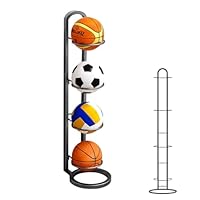 Vmxlso 4 Lagiges Ballständer, Ballregal aus Metall, Ballhalterung Stehend, Vertikale Ball Aufbewahrung, Abnehmbare Ballaufbewahrungsregal für Display Basketball, Fußball, Volleyball, Rugby
