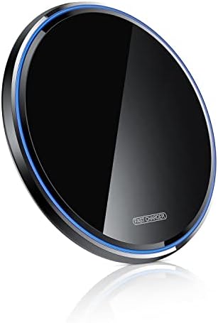 Kuulaa Wireless Charger, 15W/10W/7.5W Fast Wireless Charging Pad for Samsung Galaxy S21 S20 S10 S9 S8 Note 10+/9/8, Mirror Surface Induction Quick Charger Mat for iPhone 13 12 11 XR XS X 8(15W Black)