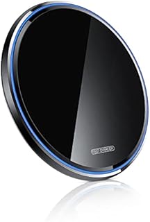 Kuulaa Wireless Charger, 15W/10W/7.5W Fast Wireless Charging Pad for Samsung Galaxy S21 S20 S10 S9 S8 Note 10+/9/8, Mirror Surface Induction Quick Charger Mat for iPhone 13 12 11 XR XS X 8(15W Black)