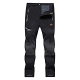 [KEFITEVD] ズボン メンズ 冬 裏起毛パンツ 防寒 フリース 作業着 ミリタリー 撥水加工 トレッキングウェア キャンプ 釣り スキーウエア 登山パンツ 保温 ゆったり ブラック L