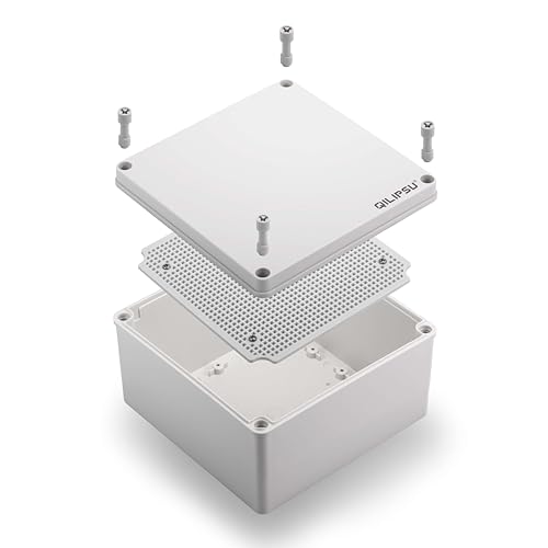 QILIPSU Outdoor Junction Box IP67 Waterproof Project Box ABS Plastic Weatherproof Electrical Enclosure Gray Cover (7.9"x7.9"x3.7")