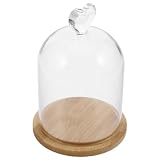 SHINEOFI Cloche en Verre Transparente avec Base en Bambou Mini Cloche pour Fleurs Éternelles et Bougies Parfumées Décoration Intérieure Romantique et Vitrine D’Objets Décoratifs Présent