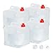Relaxdays Faltkanister 4er Set, 10 l, Hahn, Schraubdeckel, Tragegriff, Wasserkanister Camping, BPA-frei, transparent/rot