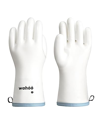 wahoo Gant Four Anti Chaleur en Silicone Liquide, Imperméables Gant de Cuisine, Antidérapants, Parfaits pour la Cuisine, Le Barbecue, la Cuisson & la Pâtisserie, Blanc, XL/10