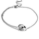 アンクレット レディース メンズ つけっぱなし 可愛い キュービックジルコニア 2連リンク ステンレス 金属アレルギー対応 (シルバー)