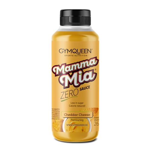 GymQueen Mamma Mia Zero Sauce 265ml, Cheddar Cheese, kalorienreduziert, ohne Fett & ohne Zuckerzusatz, zum Verfeinern von Gerichten oder als Salat-Dressing