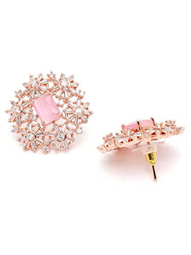 Image of Karatcart Women Green American Diamond Stud Earrings