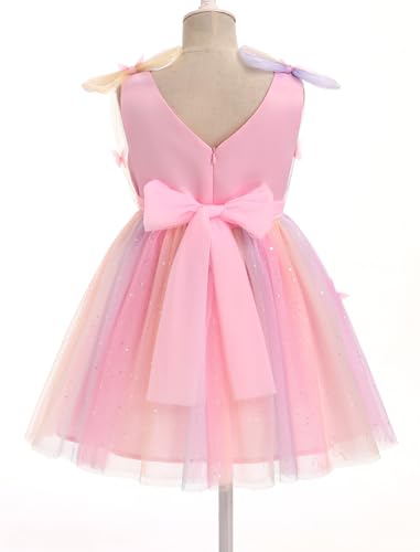 Image of IMEKIS Toddler Kids Girls Butterfly Dress Sparkle Sequins Tulle Wedding Formal Birthday Dresses 2-10T