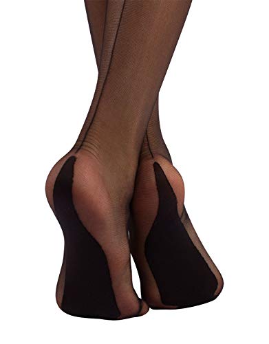 CALZITALY Sheer Hold Ups with Back Seam 15 DEN, Black | S to 4XL | Made in Italy3