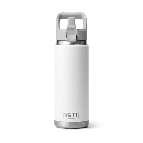 Image of YETI Rambler 26 oz Bottle, Vacuum Insulated, Stainless Steel with Color Matching Straw Cap