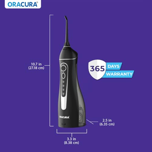 Image of ORACURA Smart PLUS Water Flosser OC200 LITE Black comes with 2 Nozzle tips | Portable & Rechargeable | Custom 8 Water Pressure Settings | 200ml Water Tank Capacity | IPX7 Waterproof | 365 Days Warranty