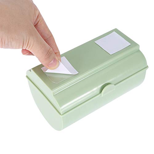 Image of Qiilu Trash Bag Storage Box Back Adhesive Wall Mount Trash Garbage Plastic Bag Storage Box Organizer Blue (Green)