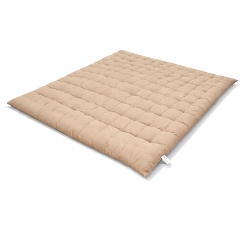 Image of ATOOTFUSION Soft Cotton Quilt | Foldable Light Weight Filled Single Firm Cotton Quilt Mattress| Gadda (Solid Coloured, Sleeping Capacity, 6 x 6 ft or 72 x 72 Inches) Double Bed (Beige)