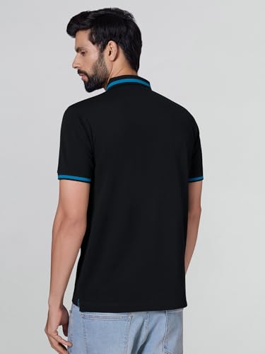 Image of XYXX Men's Apex Mercerized Cotton Striped Collar Pique Polo T-Shirt