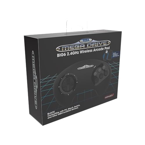 Mando Retro-Bit BIG6 2.4 GHz inalámbrico SEGA Mega Drive PC Switch Mac negro 3