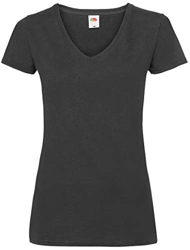 Fruit of the Loom Damen T-Shirt SS045M, Schwarz - Schwarz, Large
