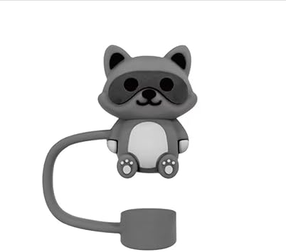 Raccoon Straw Cover for Stanley 40&30 Oz Cup, 10mm Silicone Straw Covers Cap for Stanley Cup Accessories, Cute Topper for Tumblers, Cap Stopper for Reusable Straws Tip LidsDM532