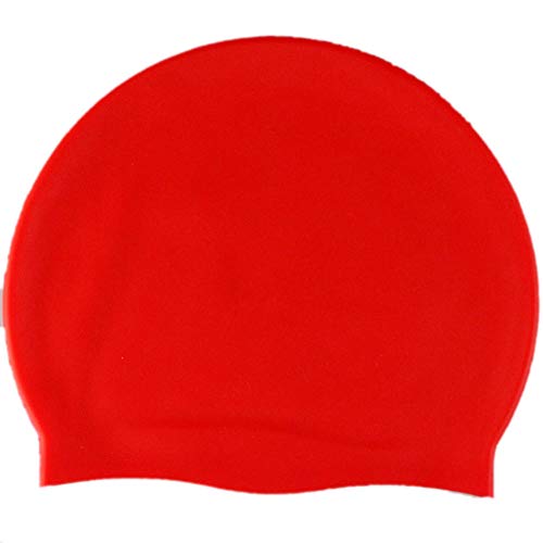 CALISTOUS adulto largo de pelo corto natación piscina gorra, rojo