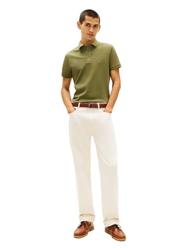 Image of Tommy Hilfiger Men's Short Sleeve Polo Shirts in Slim Fit with Stretch and Organic Pique Cotton