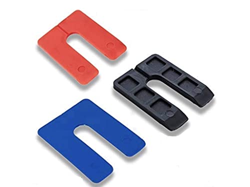 Shim UShim Plastic Variety Pack – Combo # 4 with 180 Pieces, Made in USA, Blue-Red-Black, Multiple Sizes, Levelers for Windows and Doors, Flat, Spacer, Stackshim, Quick & Free USA Delivery by BFSEALS