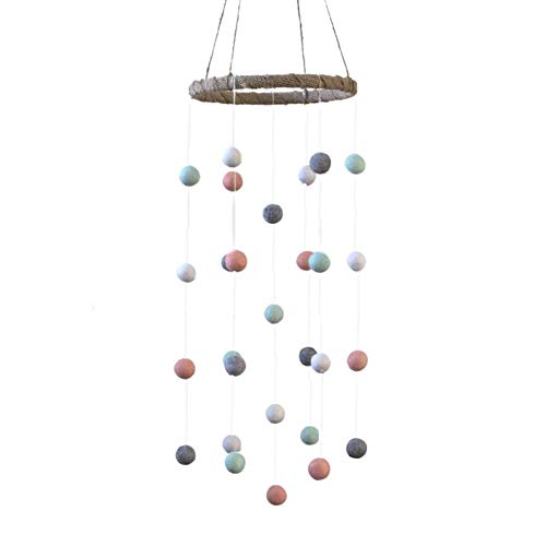 Felt Ball Nursery Ceiling Mobile- Peach, Seafoam, Gray & White- Neutral Children's Room Ceiling Decor- Nursery Boy Girl Baby Shower Gift- Handmade - 100% Wool Felt Shapes
