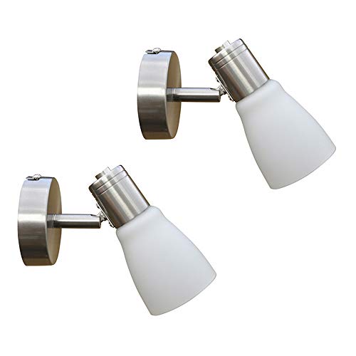 Dapo 2 x Deckenstrahler Wand-Decken-Spot LENA-EIKO, 1-flammig, Nickel Opalglas, Fassung E14 max.7 Watt