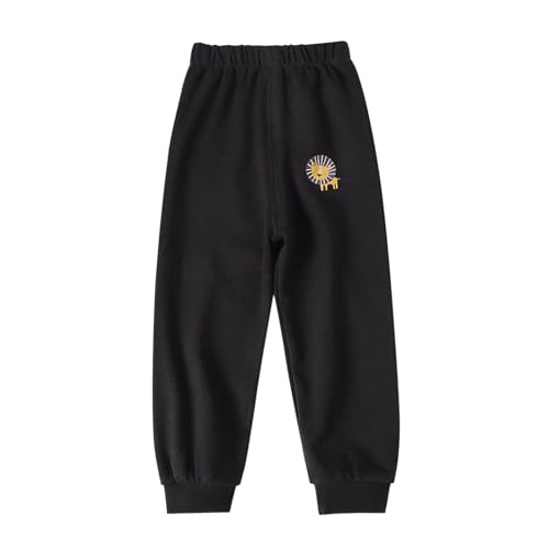 Boys Girls Fashion Sweatpants Causal Elastic Waist Athletic Pants Cute Animals Print Baggy Wide Leg (Black, 3-4 Years)