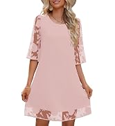LookbookStore 3/4 Sleeve Dress for Women Shift Cute Summer Tunic Floral Lace Dresses