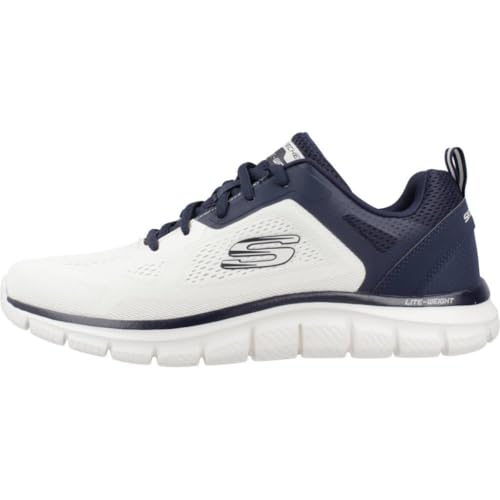 Image of Skechers Men's Track BROADER, Off White Engineered Mesh Pu Navy Trim, 8