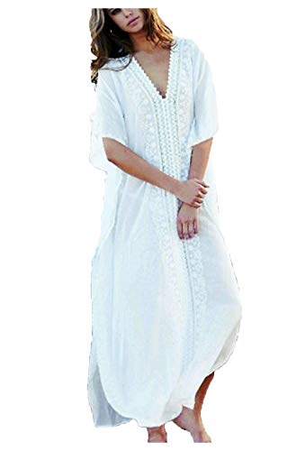 Wander Agio Womens Long Dress Bikini Cover Up Beach Swimear Coverups Robe White Dresses Color 26 #TOP11