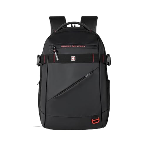 Image of SWISS MILITARY 30L Unisex Laptop Travel Backpack for 15.6-Inch Laptops - with Luggage Strap, Detachable Key Ring, Anti-Theft Pocket, Expandable Bottle Pocket for Office and College Use