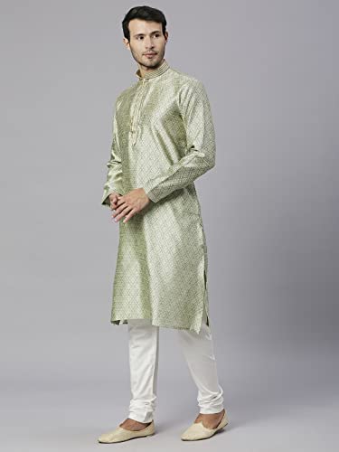 Image of Rajubhai Hargovindas Men's Jacquard Work Kurta Set