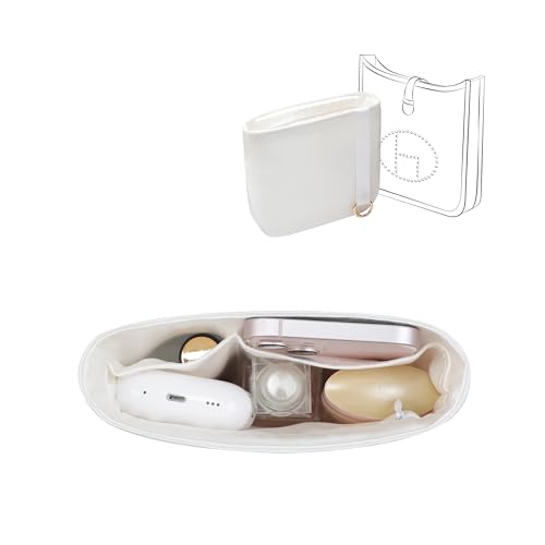Image of Fits for Evelyne Bag Insert Organizer For Hermes(23,Blanc) | Premium Silk Material,Smooth Touch,Lightweight,zipper,protect from scratches & stains,multiple pockets,keychain,waterproof